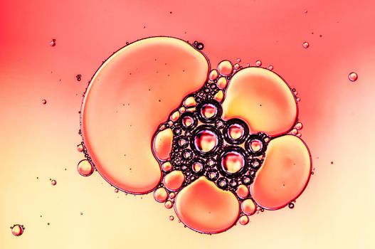 Abstract Colorful reflections on oil and soap bubbles in water