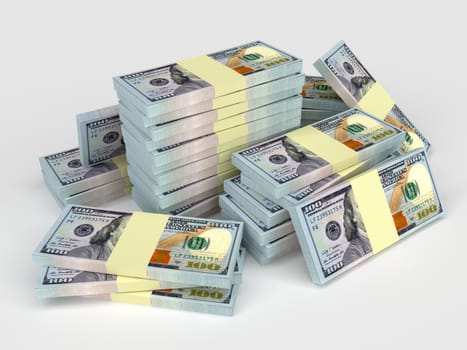 Big money stacks from dollars. Finance conceptual 