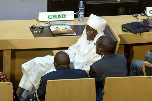 Addis Ababa - July 28: High level delegate of Chad awaits the arrival of President Obama on July 28, 2015, at the AU Conference Centre in Addis Ababa, Ethiopia.