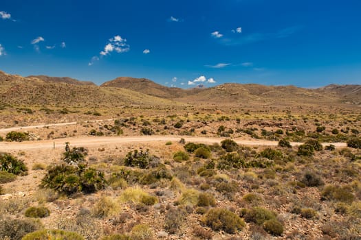 Dirt road in Cabo de Gata National Park, Andalusia, Spain