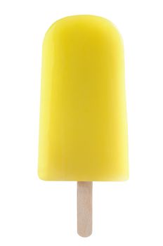 Yellow ice lolly pop over a white background
