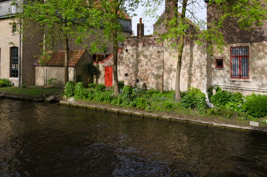 Canal in Bruges, begijnhof, Belgium