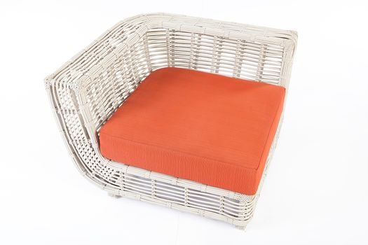 Armchair made from synthetic fibre on isolated background