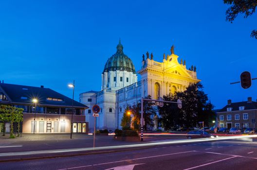 Twilight at Basilica of Saints Agatha and Barbara in Oudenbosch, Netherlands