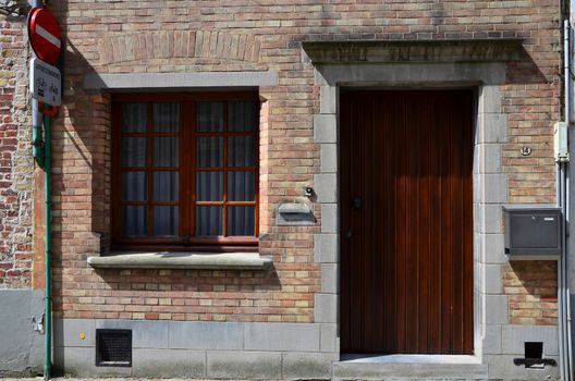 Front view of Apartment Building in Bruges, Belgium