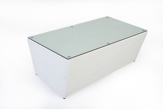 Wicker table made of synthetic fibre on isolated background