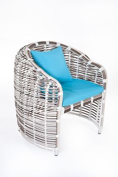 Armchair made from synthetic fibre on isolated background