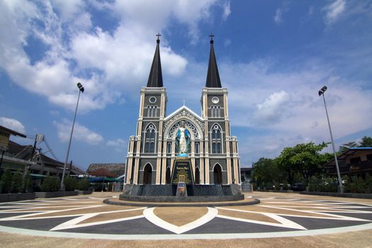 Church with blue sky at Chanthaburi in Thailand