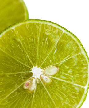 Closeup slice of  lime fruit  background.