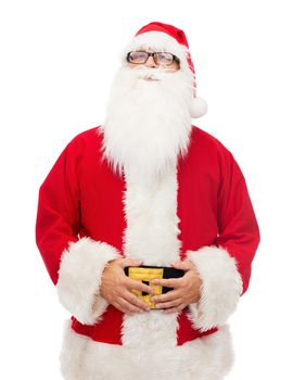 christmas, holidays and people concept - man in costume of santa claus