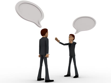 3d two men chating and having communication gap with chat bubbles concept on white background, side angle view