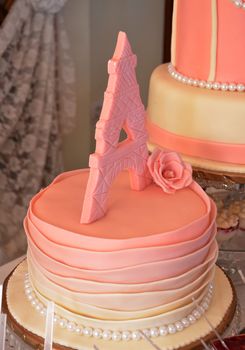 picture of a Pink baby girl birthday cake