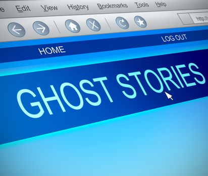 Illustration depicting a computer screen capture with a ghost stories concept.