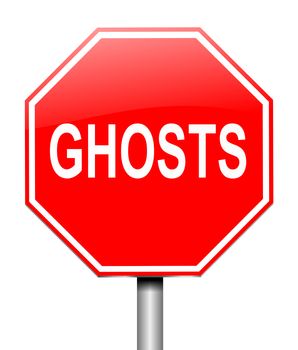 Illustration depicting a sign with a ghost concept.