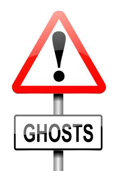 Illustration depicting a sign with a ghost concept.