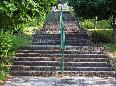 Stairs with stone blocks in park