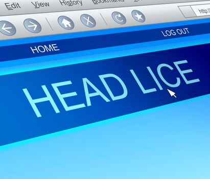 Illustration depicting a computer screen capture with a head lice concept.