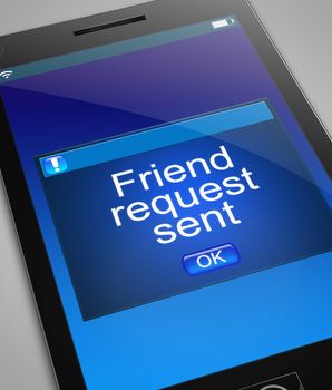 Illustration depicting a phone with a friend request concept.