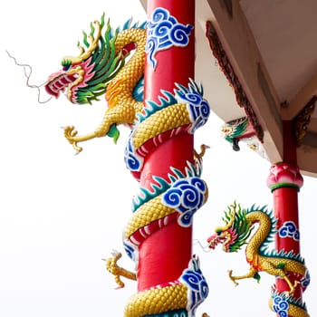 Chinese style of dragon decorate at column