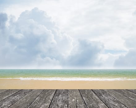 Nice beach and wooden deck, Summer time concept