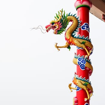 Chinese style of dragon decorate at column