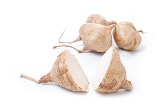 Whole Jicama isolated on white background