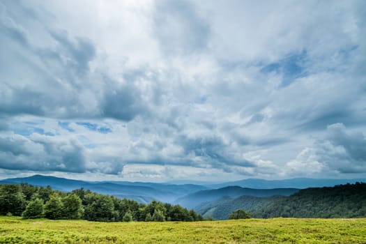 very cloudy mountain landscape in the Ukrainian Carpathians