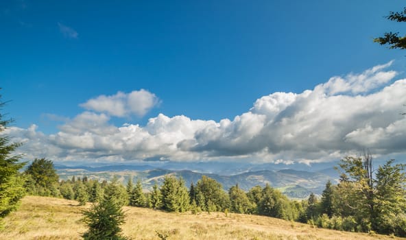 very cloudy mountain landscape in the Ukrainian Carpathians