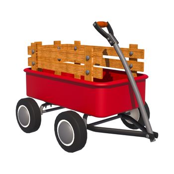 3D digital render of a red transport trolley isolated on white background