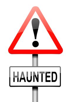 Illustration depicting a sign with a haunted concept.