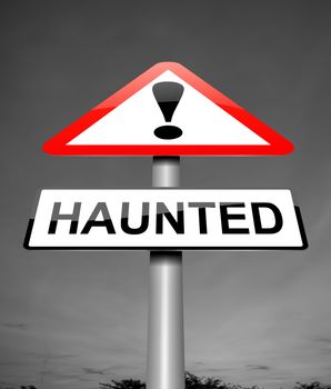 Illustration depicting a sign with a haunted concept.