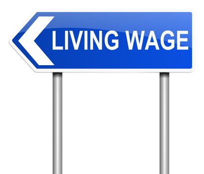 Illustration depicting a sign with a living wage concept.