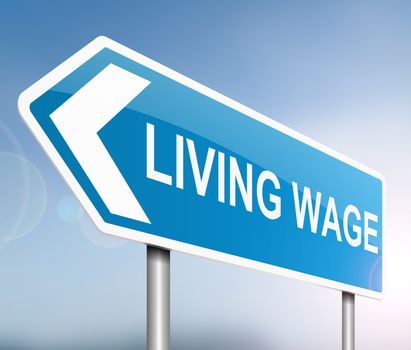 Illustration depicting a sign with a living wage concept.