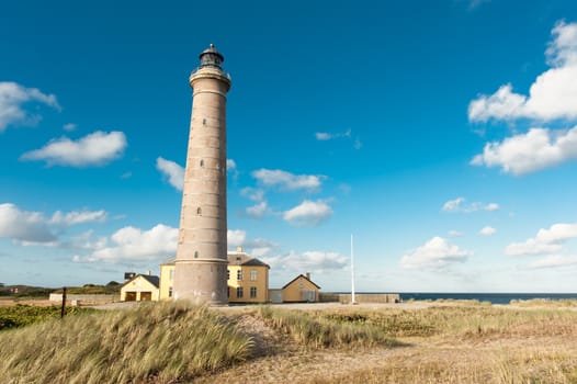 A lighthouse by the sea in Skagen in Denmark