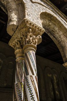 The cloister of the abbey of Monreale at Palermo, Sicily, Italy