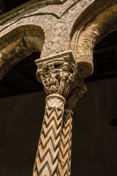 The cloister of the abbey of Monreale at Palermo, Sicily, Italy