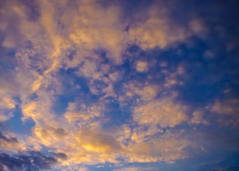 Nice cloudy sky with sunset light