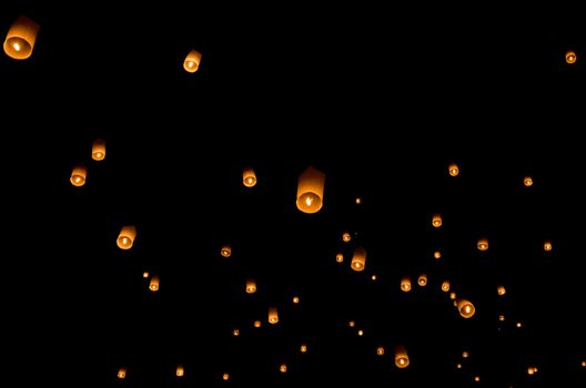 Floating lantern, Yi Peng Balloon Festival in Chiangmai Thailand