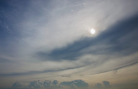 Cloudy sky with sunset time