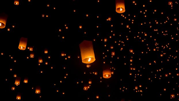 Floating lantern, Yi Peng Balloon Festival in Chiangmai Thailand