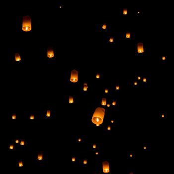 Floating lantern, Yi Peng Balloon Festival in Chiangmai Thailand