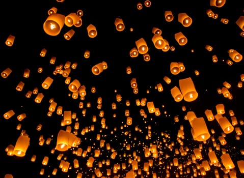 Floating lantern, Yi Peng Balloon Festival in Chiangmai, Thailand