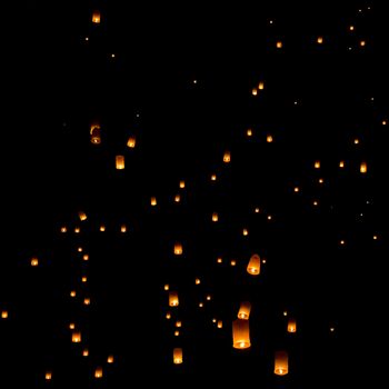 Floating lantern, Yi Peng Balloon Festival in Chiangmai Thailand