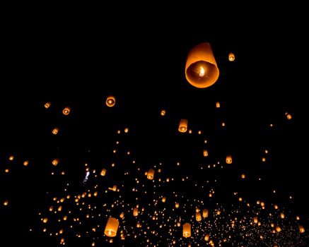 Floating lantern, Yi Peng Balloon Festival in Chiangmai Thailand