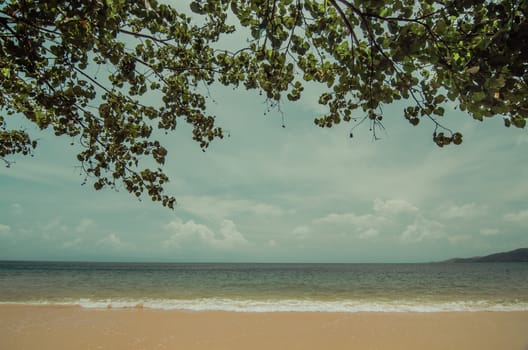 Nice beach with sea background in vintage color style