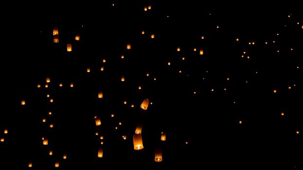 Floating lantern, Yi Peng Balloon Festival in Chiangmai Thailand