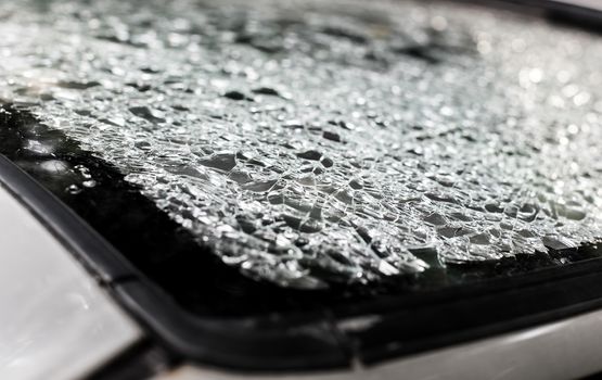 Damaged glass pattern background, Car windshield front glass damaged