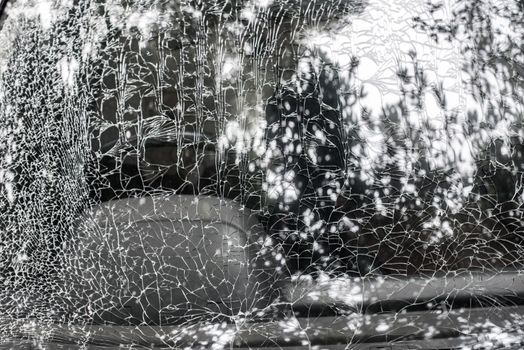 Damaged glass pattern background, Car front glass damaged