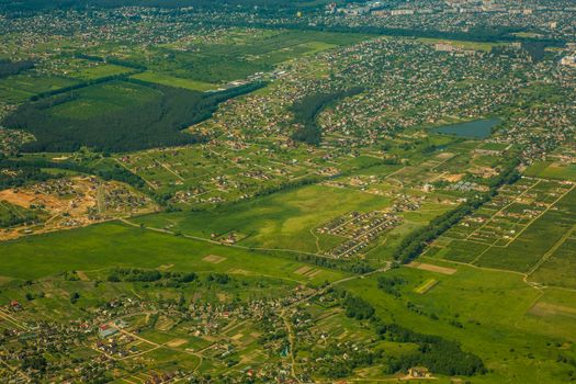 Aerial view of a city. Concept of alternative lifestyle and permanent traveling around the world