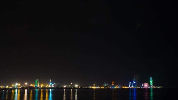 Night shot of Batumi, Georgia in 16:9 format